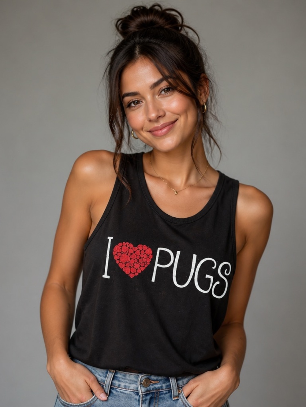 Adorable “I Love Pugs” tank for dog lovers sz small
